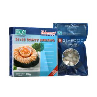 Prekė: Krevetėms Seafood, 160–420 G (4 Rūšys)