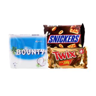 Prekė: Šokoladinis Batonėlis Snickers, Twix Ar Bounty, 4 Vnt., 1 Pak. (3 Rūšys)