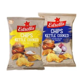 Bulvių Traškučiai Estrella Kettle, 120 G (2 Rūšys)